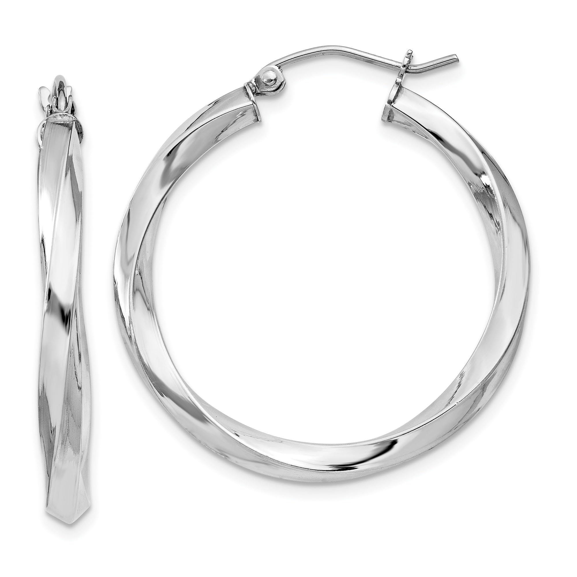 925 Sterling Silver Twisted Round Medium Hoop Earrings for Women - Trendy Fashion Jewelry Gift for Everyday Wear & Special Occasions
