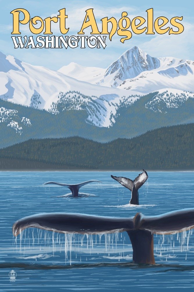 Signed Humpback Whale Family Art Print 24x36 - Wall Decor Poster | Port Angeles Washington Wildlife Scene | Perfect for Living Room, Office & Coastal Home Decor