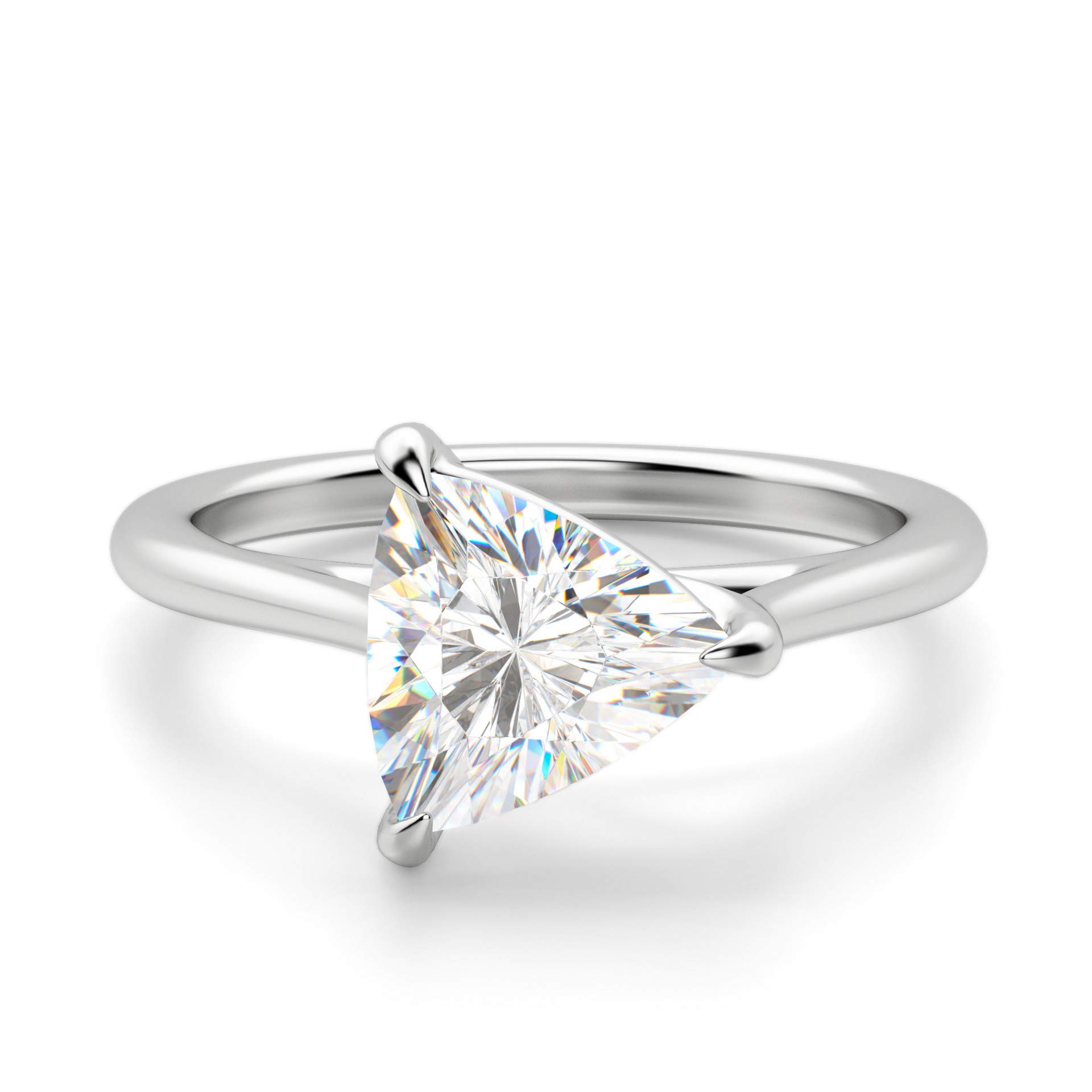 East West Classic Trellis Engagement Ring - 2.00CT Trillion Cut Colorless Moissanite, 925 Sterling Silver Promise & Wedding Ring | Perfect Gift for Anniversaries, Proposals & Special Occasions