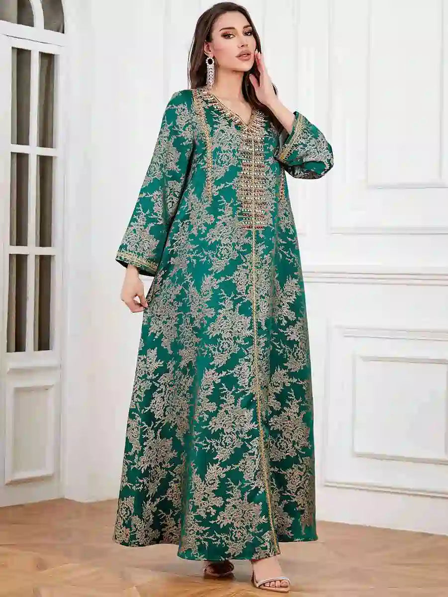 Elegant Eid Dresses for Women - Embroidered Beaded Caftan Kaftan Dress #254336 | Perfect for Eid Celebrations, Weddings & Special Occasions