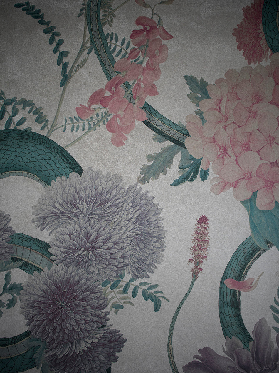 Forbidden Bloom 'Bone White' Faux Suede Wallpaper Sample - Self-Adhesive Peel and Stick Wallpaper for Bedroom, Living Room, Office Decor