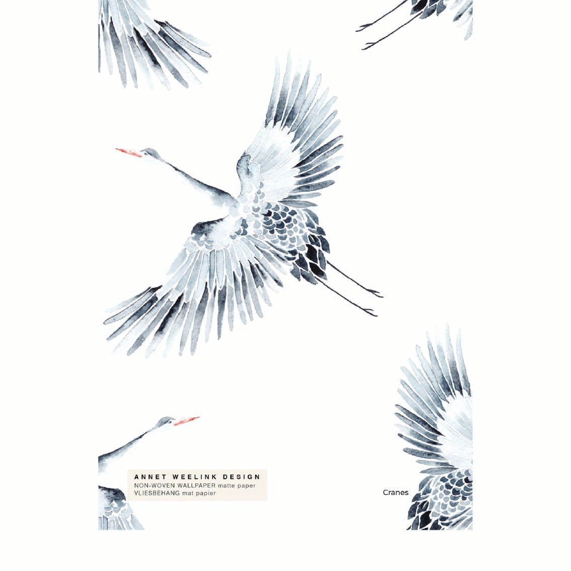Cranes Wallpaper Sample - Premium Peel and Stick Wallpaper for Home Decor - Perfect for Living Room, Bedroom, and Nursery