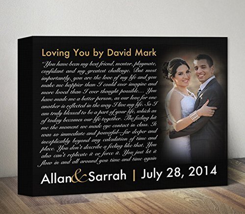 Custom Song Lyric Canvas Art - Personalized Anniversary Gift for Him or Her - Wedding Song Lyrics, First Dance Vows & Photo Print - Unique Wedding Gift for Couples - Perfect for Home Decor, Bedroom Wall Art & Romantic Gift Giving