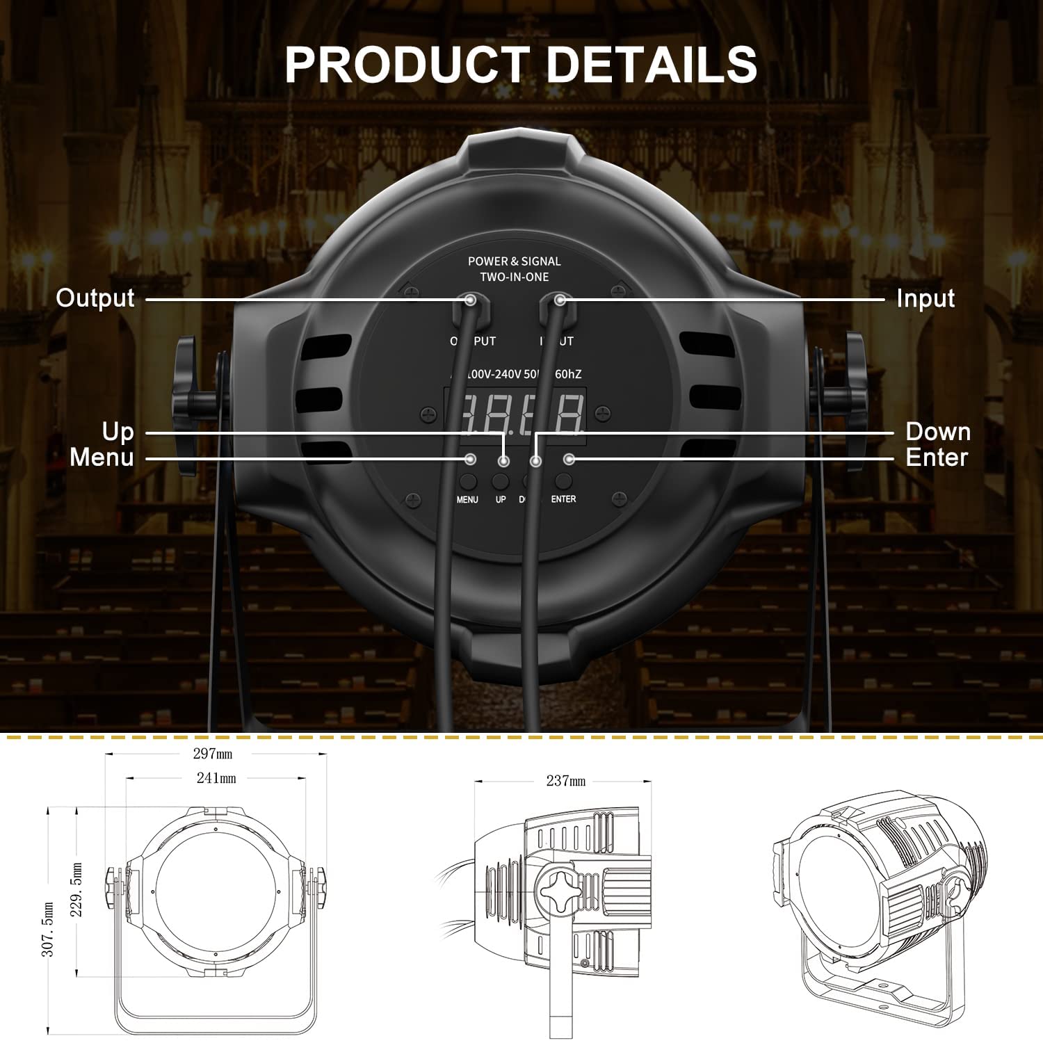 BETOPPER 200W COB LED Stage Lights - Warm & Cool White DMX Par Can Lights with Master-Slave Mode - Professional Spotlights & Fresnel Lights for Church Stage, Wedding Reception, Theater Performance, and Photo Studio Lighting