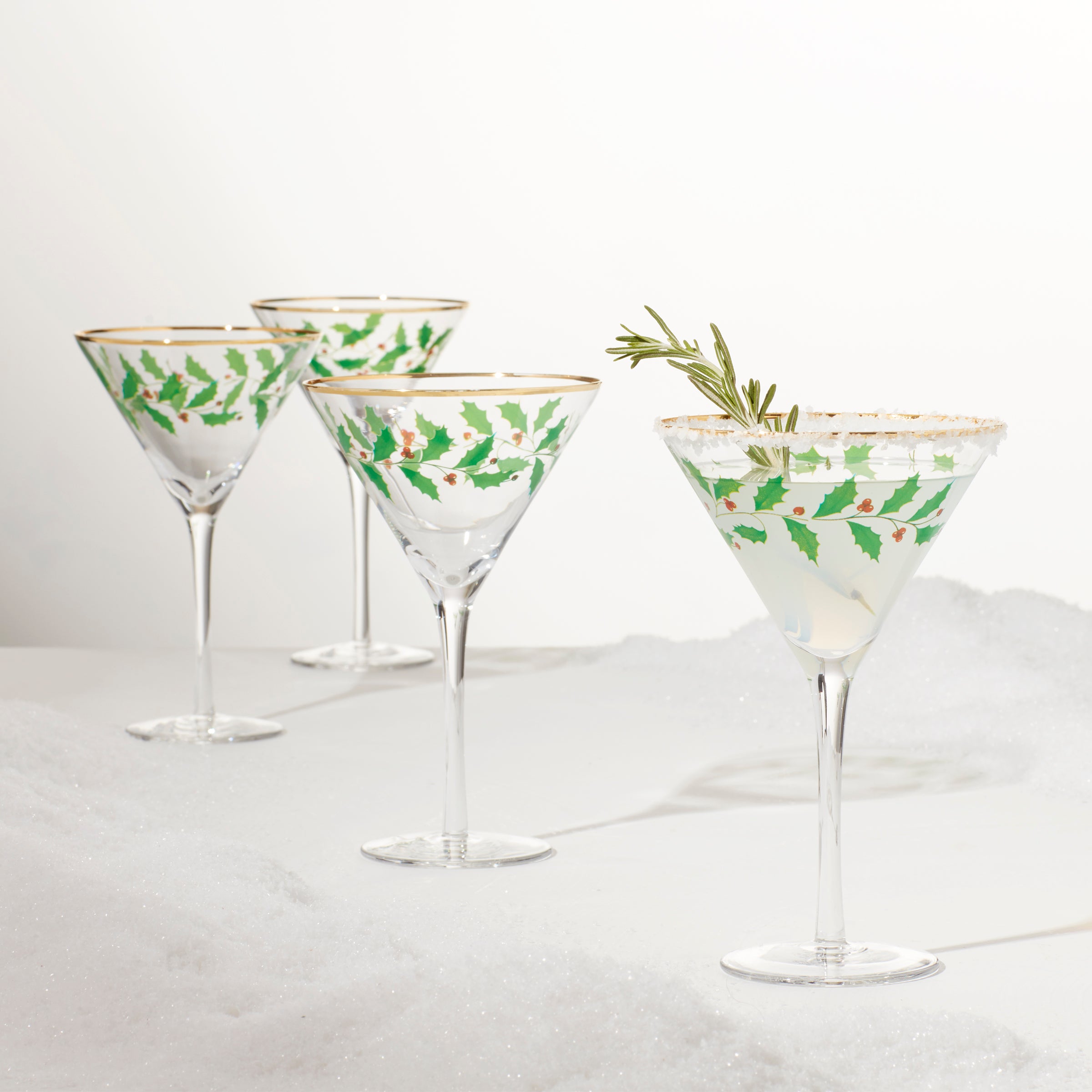 Premium Holiday Martini Glasses Set of 4 - Elegant Crystal Cocktail Glasses for Christmas, New Year & Party Entertaining - Perfect for Festive Celebrations & Home Bar Decor