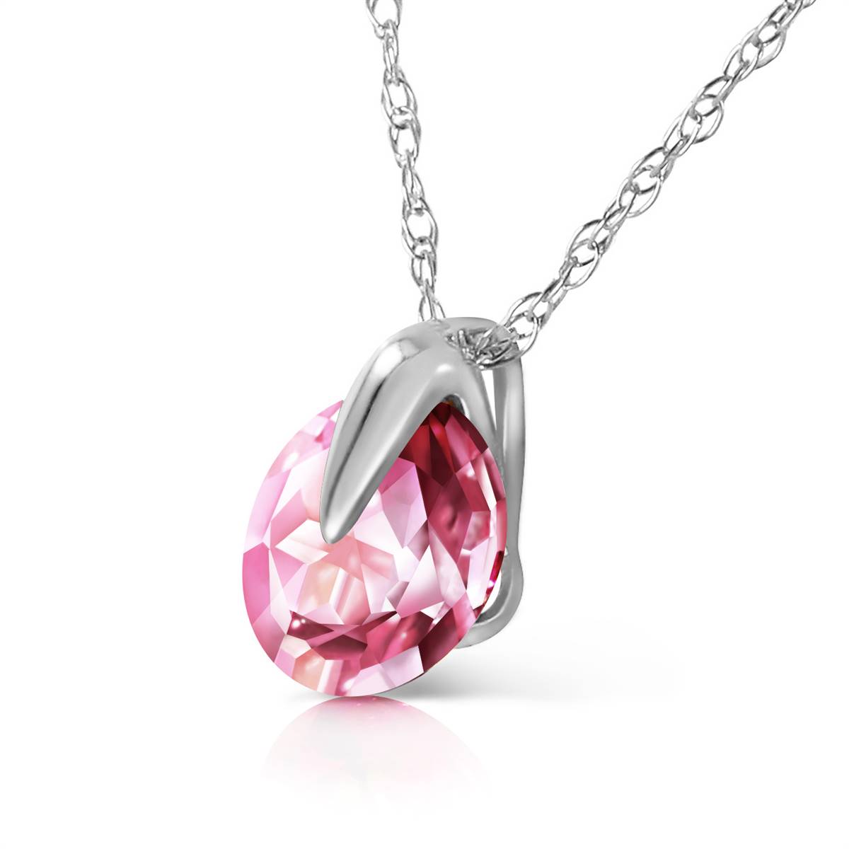 1 Carat 14K Solid White Gold Pink Topaz Pendant Necklace for Women - Elegant Gift for Anniversary, Birthday & Valentine's Day