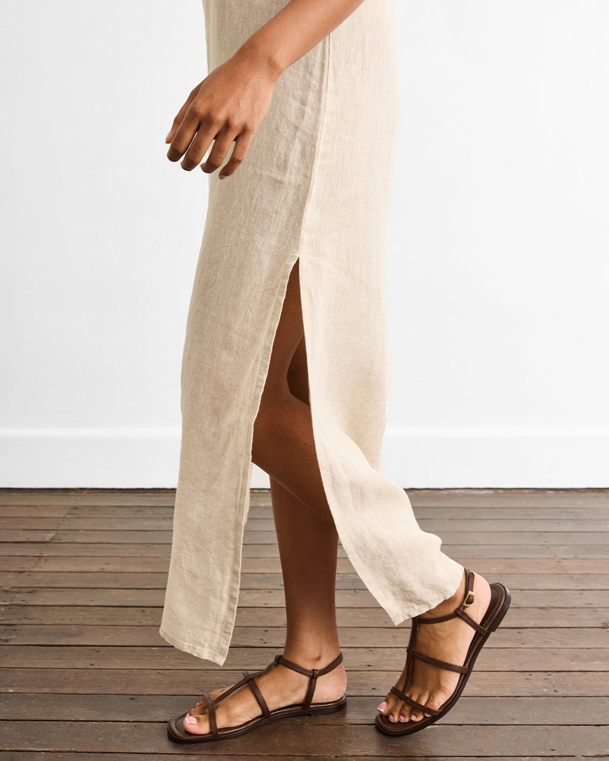 Boulevard Linen Maxi Dress in Oatmeal - Women's Flowy Boho Summer Dress for Beach, Vacation & Casual Wear