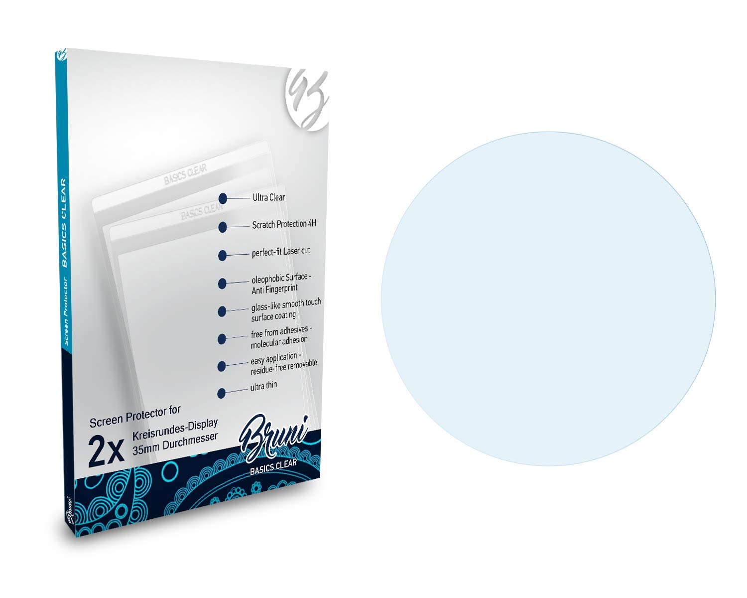 35mm Circular Screen Protector - 2 Pack Crystal Clear Protective Film for Smartwatches & Fitness Trackers - Scratch-Resistant, Bubble-Free Installation for Garmin, Fitbit & More