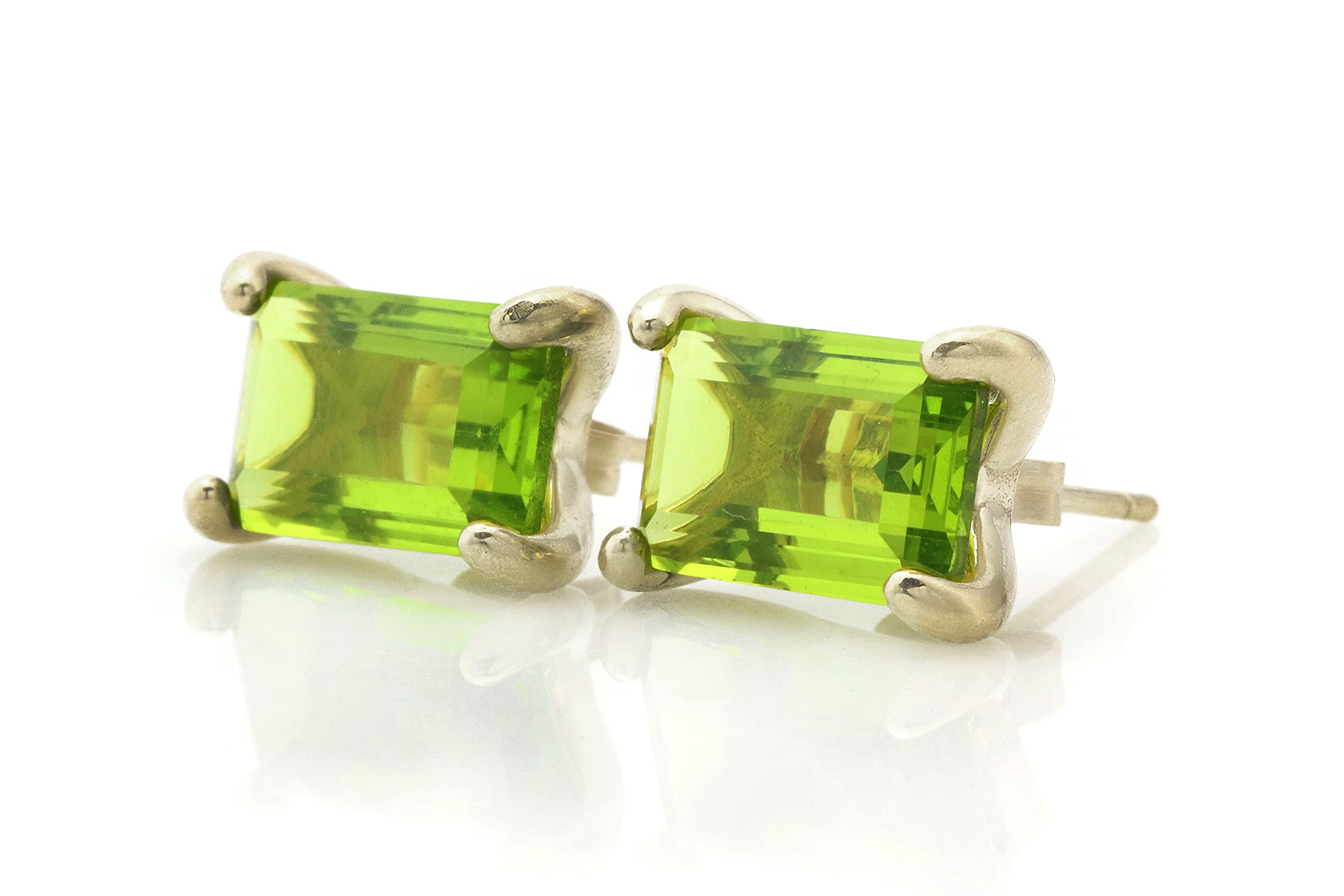 Peridot Earrings for Women - Handcrafted Silver Studs with Gift Box | Bridal & Everyday Jewelry