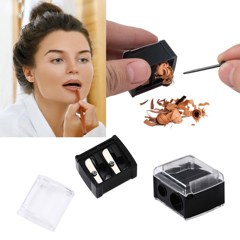 Andy's Orchids Dual Hole Cosmetic Pencil Sharpener - Eyeliner, Lip & Eyebrow Pencil Sharpener with Cover (5 Pack) - Perfect for Makeup Kits, Travel & Professional Makeup Artists