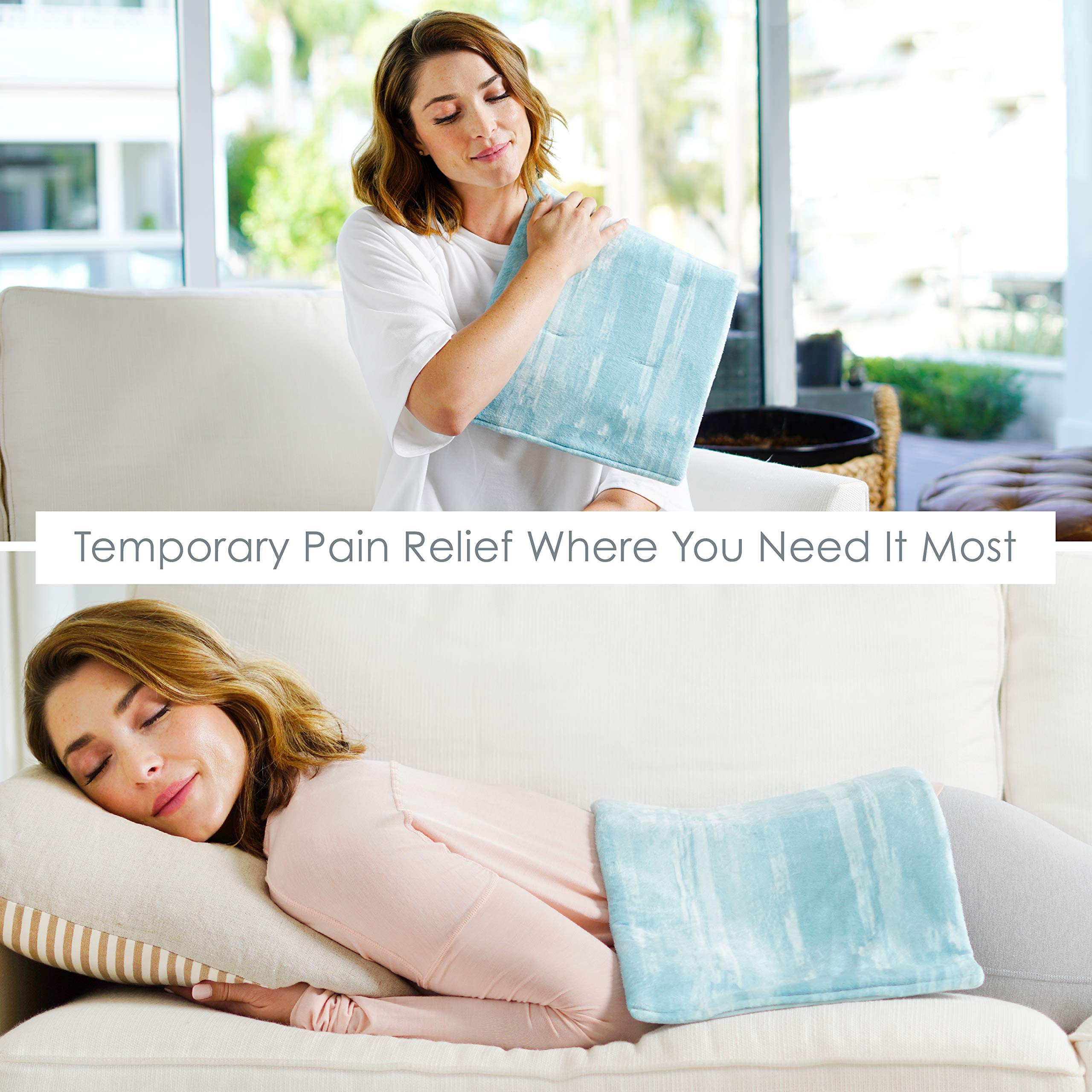 Pure Enrichment PureRelief Luxe Micromink Electric Heating Pad (12”x24”) - 6 Heat Settings, Ultra-Soft & Machine Washable, Auto Shut-Off for Back Pain, Muscle Soreness & Cramps - Perfect for Home, Office & Travel Use (Aqua Paint Designer Print)