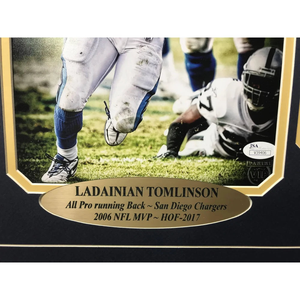 Ladainian Tomlinson Autographed San Diego Chargers 8x10 Photo Collage Framed with JSA COA - Perfect for NFL Memorabilia Collectors and Chargers Fans Home Decor