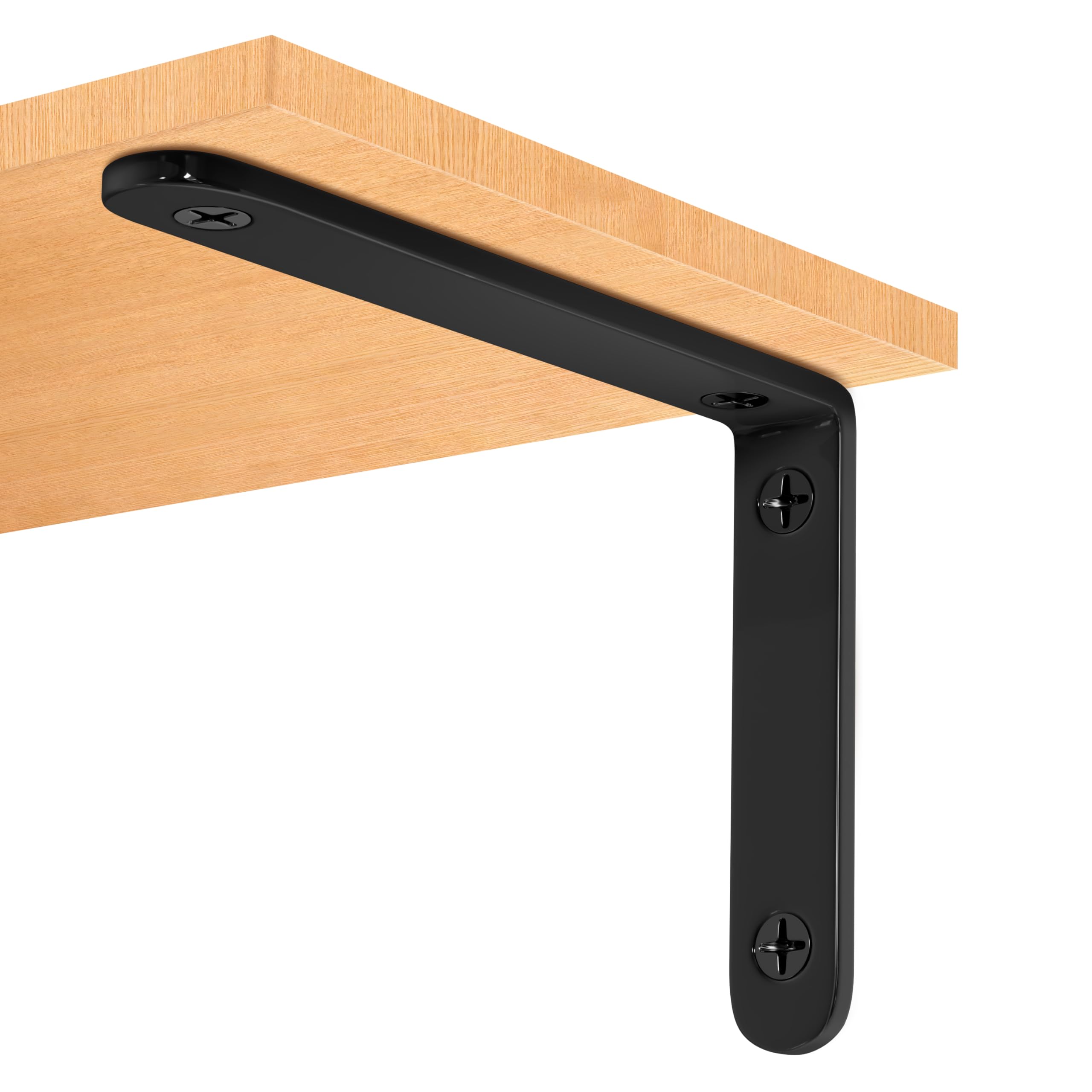 36 Pcs 6 Inch Black Heavy Duty Metal Floating Shelf Brackets - Wall Mounted L Bracket Supports with Screws for DIY Home Shelving, Kitchen, Bathroom & Garage Storage