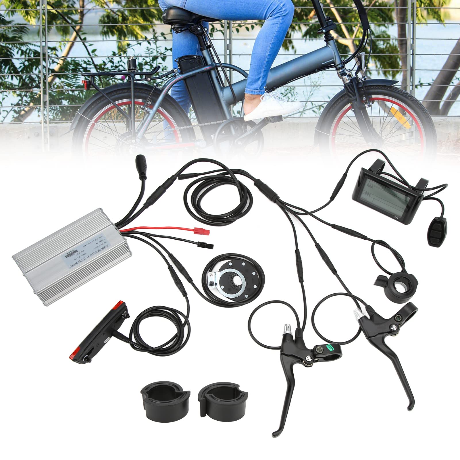 36V/48V 30A 1000W Electric Bike Motor Controller Kit with S900 LCD Display, Pedal Assist Sensor, Brake Handle & Tail Light - Perfect for E-Bike Conversion, DIY Electric Scooters & Bicycle Upgrades