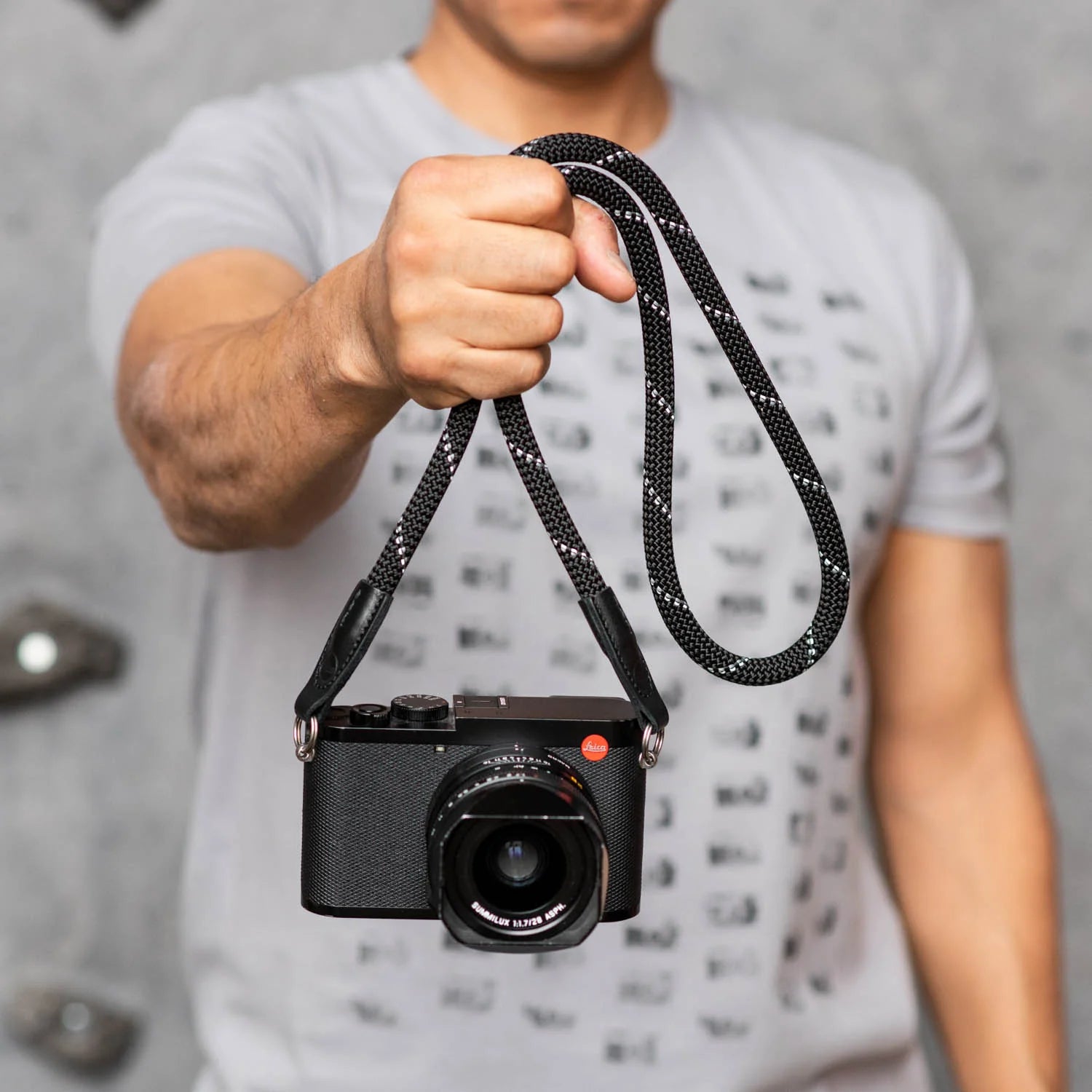 Cooph Rope Camera Strap with Split Ring - 39.4 Inch (100cm) Adjustable Neck Strap for DSLR & Mirrorless Cameras - Durable Black Reflective Design for Photography, Travel & Outdoor Adventures