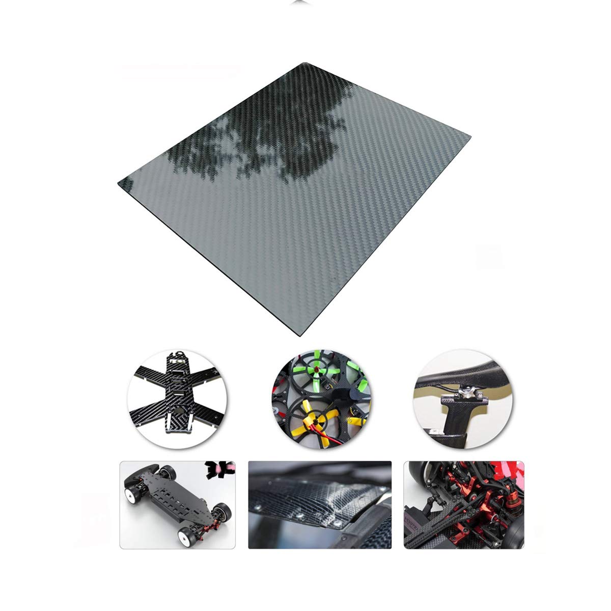 Premium 3K Carbon Fiber Sheet - 450mm x 350mm x 4mm Rigid Twill Glossy Laminate Panel for DIY Projects, Automotive & Aerospace Applications