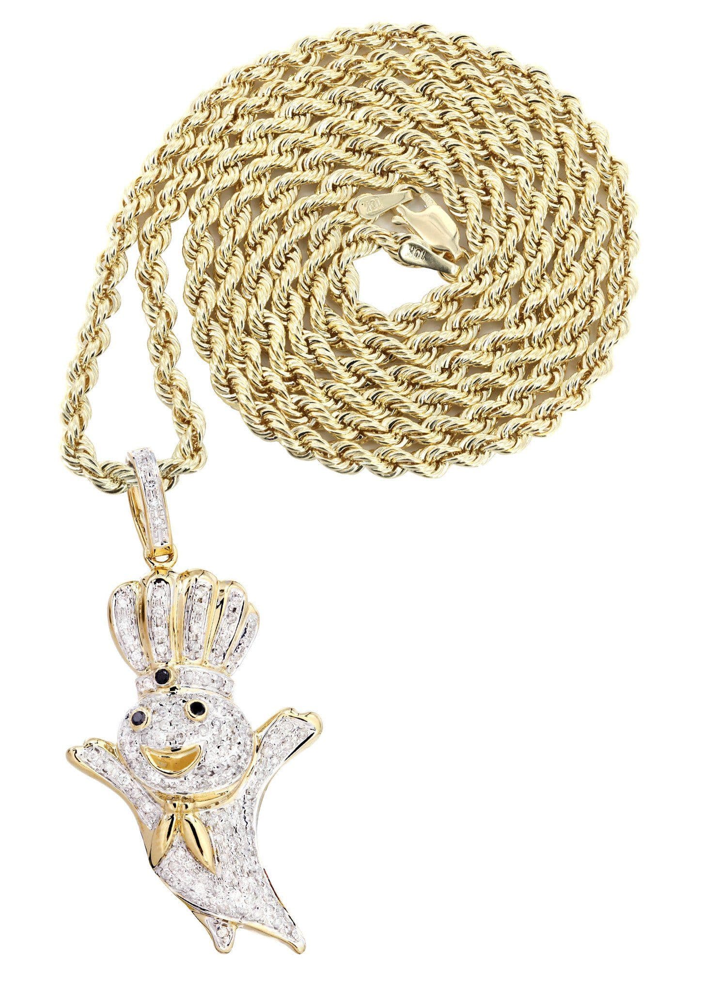 14K Yellow Gold Pillsbury Doughboy Diamond Pendant Necklace | 0.79 Carat Diamond Jewelry | Perfect for Birthdays, Anniversaries & Gifts