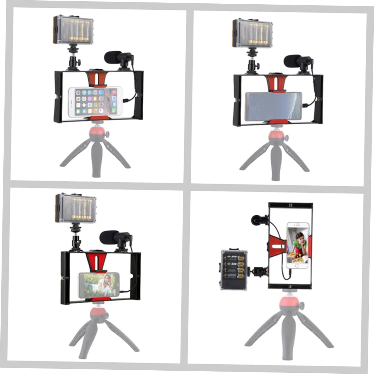 OSALADI 1 Set Light Stand Tripod Livestream Kit - Adjustable Phone Stand & Camera Holder, Compact Tabletop Tripod for iPhone, Android, DSLR - Perfect for Live Streaming, YouTube Videos & Photography