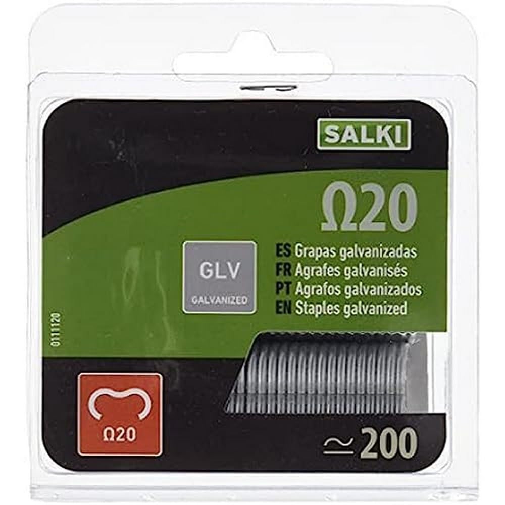 Salki 111120 A20 Dual Heavy Duty 200-Pack Galvanized Fence Staple Gun - Professional Grade for Wood Fencing, Upholstery & DIY Projects