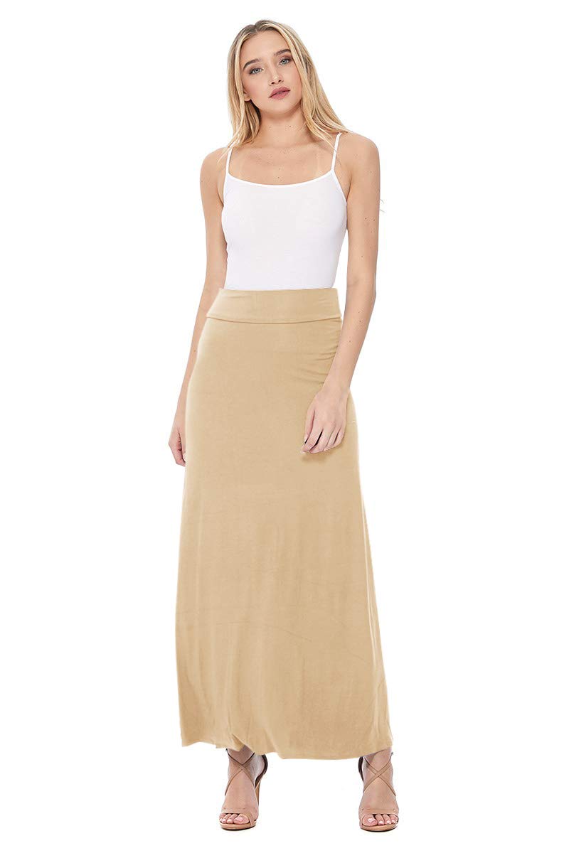 FashionJOA Women's Stretchy Flowy Maxi Skirt with Elastic Waistband - Comfortable & Stylish Summer Long Skirt for Beach, Travel, and Casual Outfits
