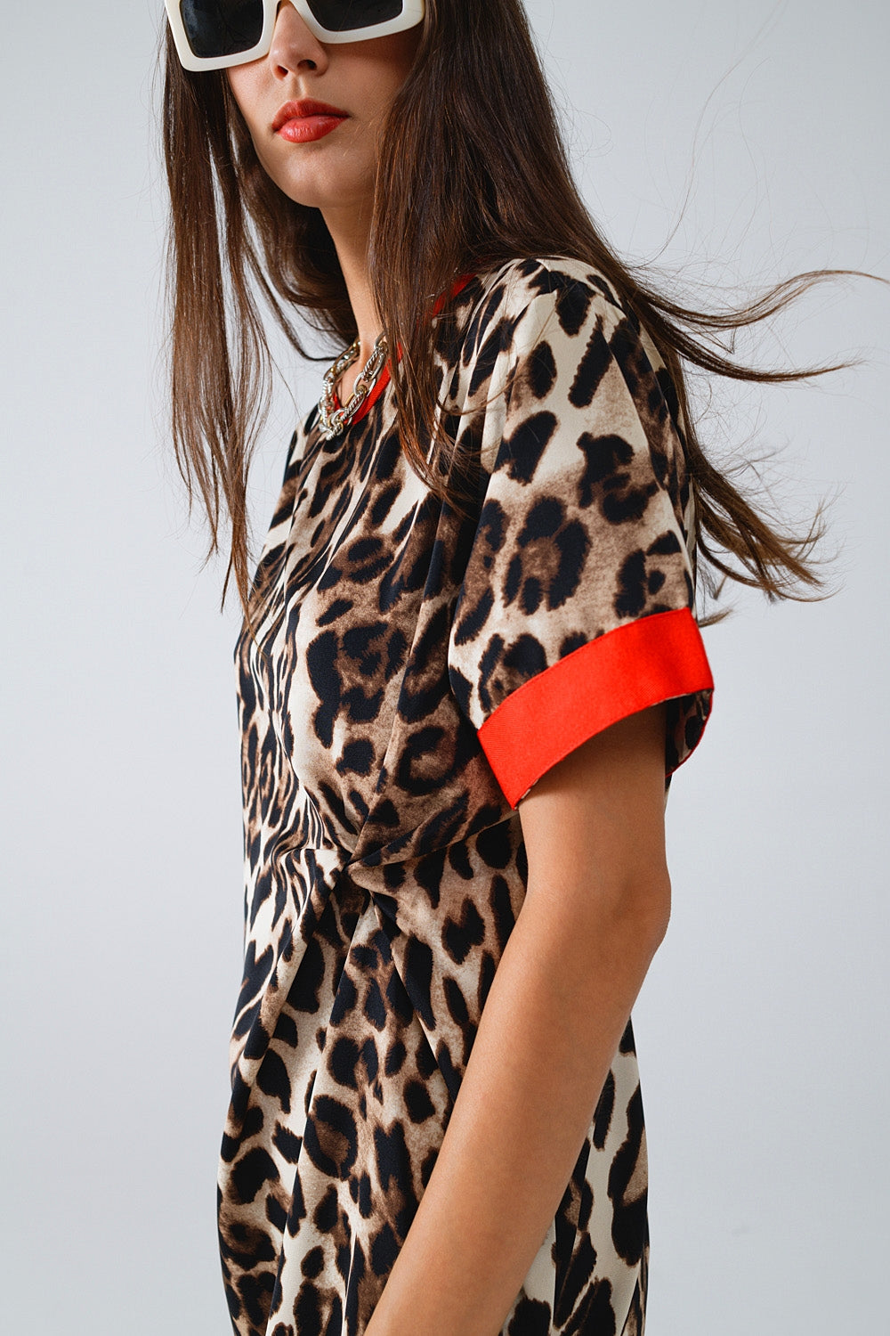 Leopard Print Robe with Front Tie Details - Soft & Stylish Women's Loungewear for Spa, Home Relaxation & Bridal Morning Prep