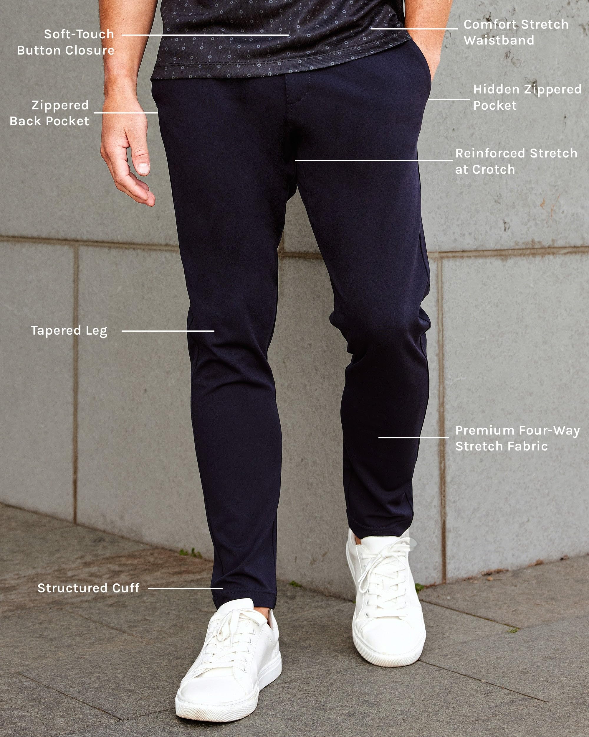 Premium Men's Casual Pants - Comfortable Tapered Leg Khaki Chino Stretch Pants for Work & Travel | INTO THE AM