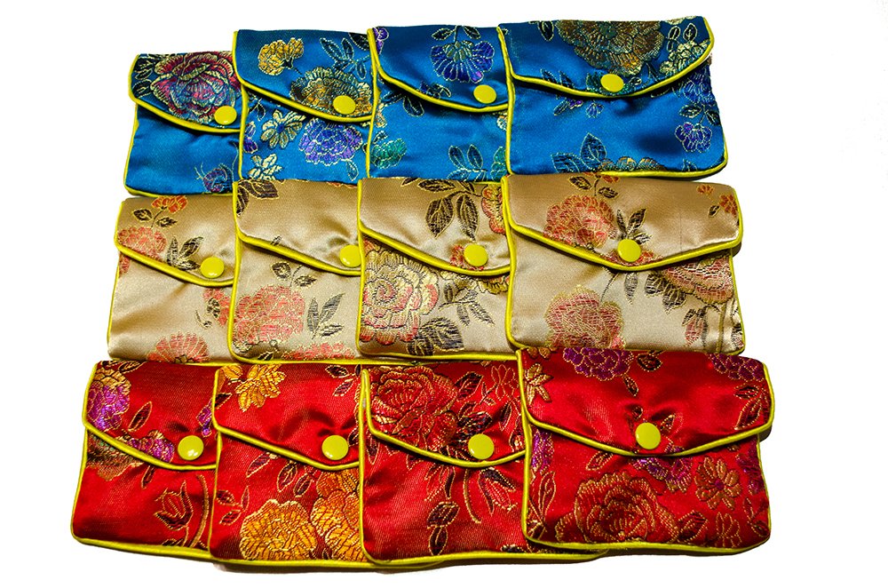 AKORD Women's 12-Piece Silk Jewelry Pouch Set - Elegant Gift Bags for Necklaces, Rings & Earrings - Multicolor Storage Organizer for Travel, Wedding & Special Occasions