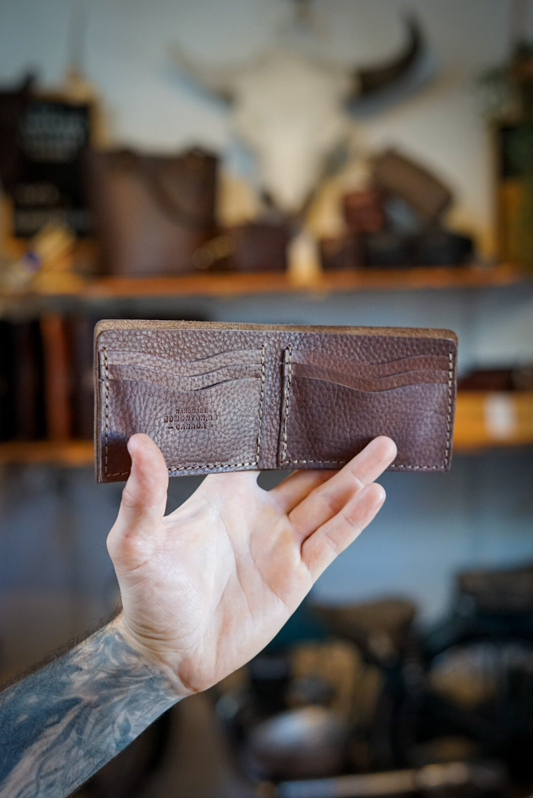 Premium Bifold Wallet for Men - Genuine Leather RFID Blocking - Rock River Cappuccino - Slim Minimalist Design for Everyday Carry & Travel