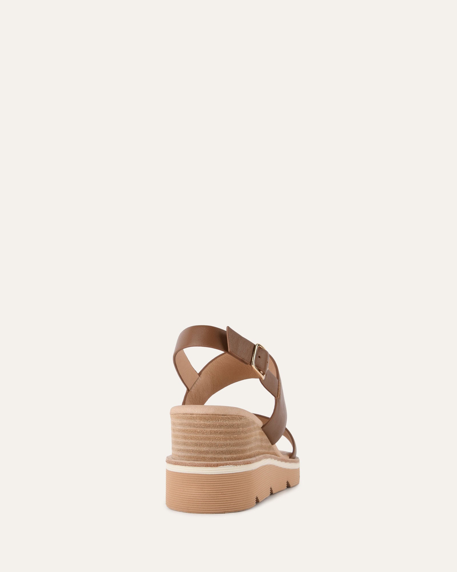 KINNEY Women's Leather Wedge Sandals in Dark Tan - Comfortable Casual Shoes for Summer, Beach, and Outdoor Walking