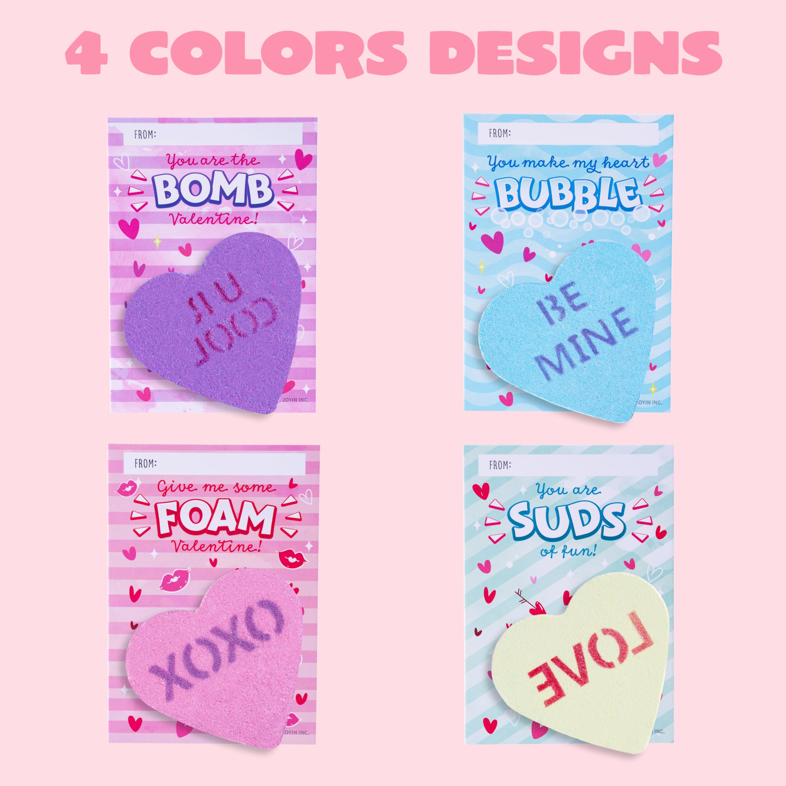 JOYIN 12 Pack Heart Shaped Bath Bombs with Valentine's Day Cards - Kids Party Favors, DIY Gifts for Her, Romantic Gifts for Couples - Perfect for Spa Nights, Birthday Celebrations & Holiday Gifting