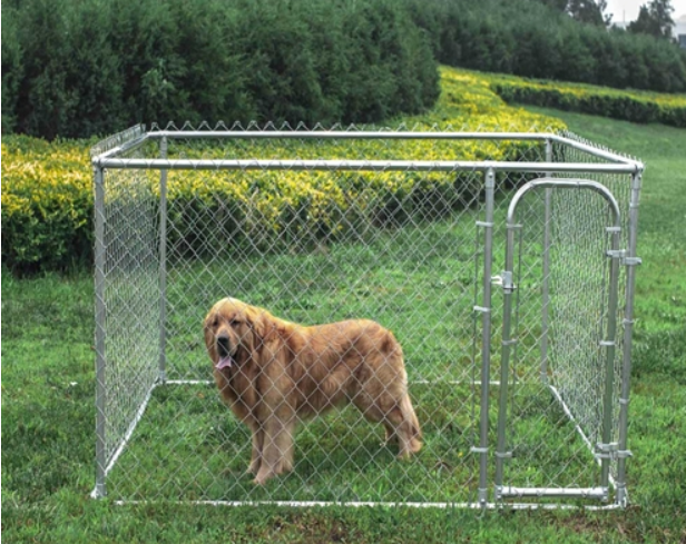 Aleko 7.5x7.5x6 Feet DIY Chain Link Dog Kennel - Heavy Duty Outdoor Dog Cage for Large Dogs | Perfect for Backyard, Kennel Runs & Pet Safety