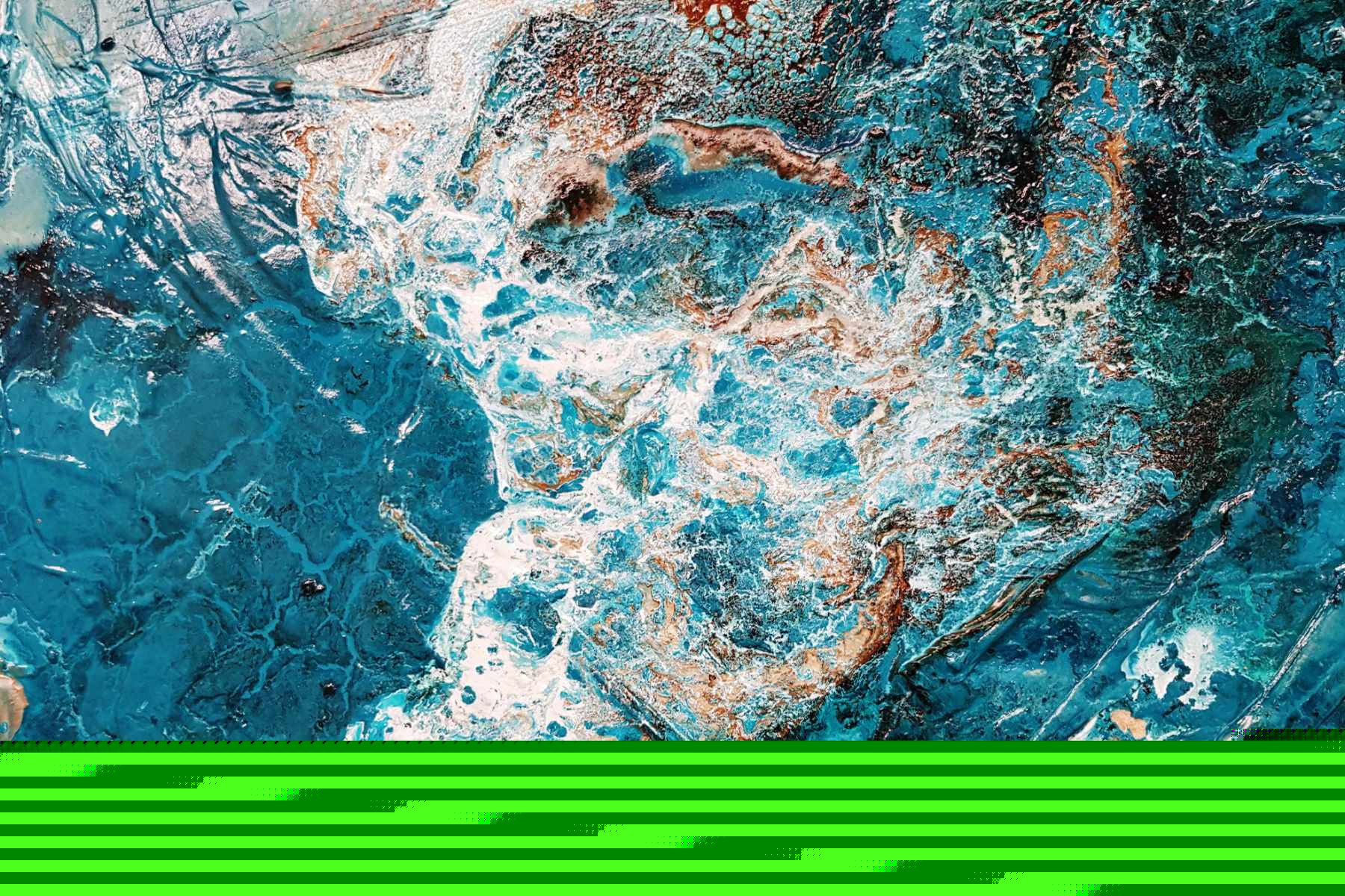 270cm x 120cm Turquoise White Textured Abstract Canvas Painting - Modern Wall Art for Living Room, Bedroom & Office Decor - Large Contemporary Home Artwork