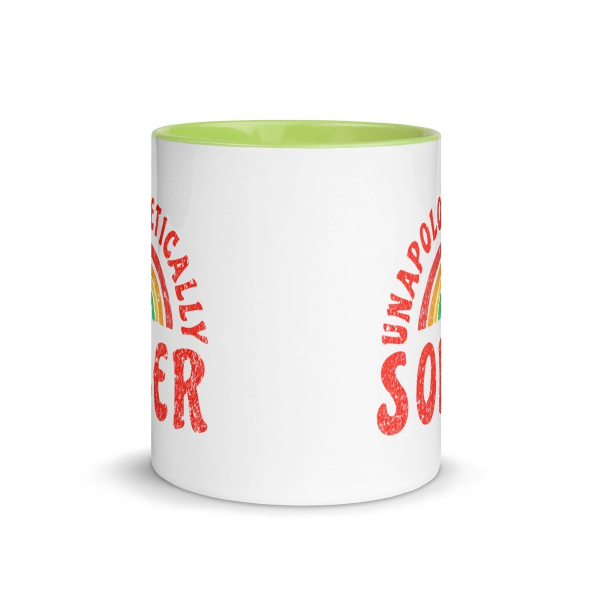 Unapologetically Sober Rainbow Coffee Mug with Colorful Interior - Perfect for Sober Living, Recovery Gifts & Motivational Morning Coffee