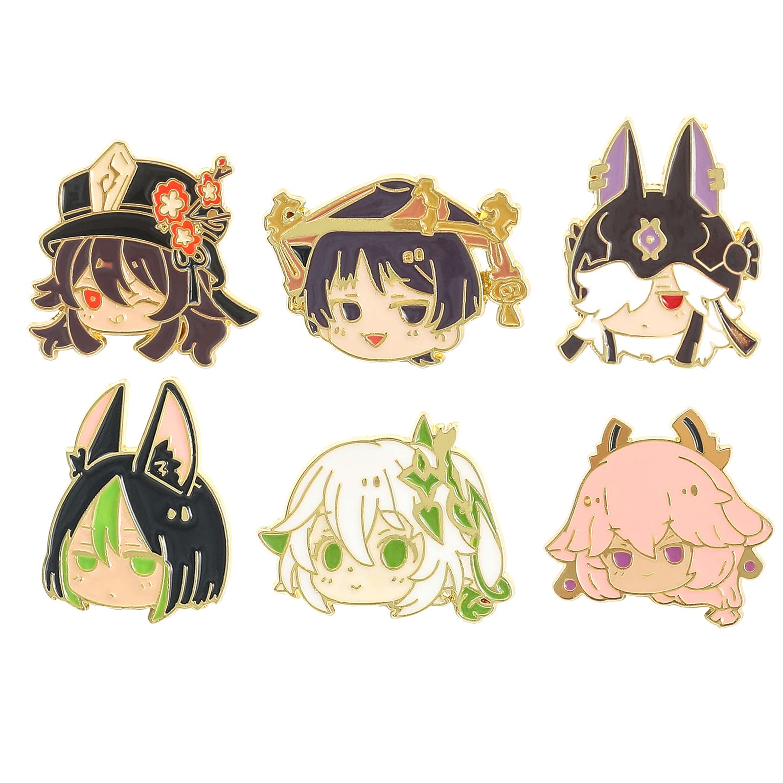 Feimeng 6Pcs Game Character Enamel Pins Set - Kawaii Anime Brooches, Metal Lapel Badges for Cosplay, Jewelry Gifts for Gamers & Collectors | Perfect for Backpacks, Jackets, Hats & Gift Exchanges