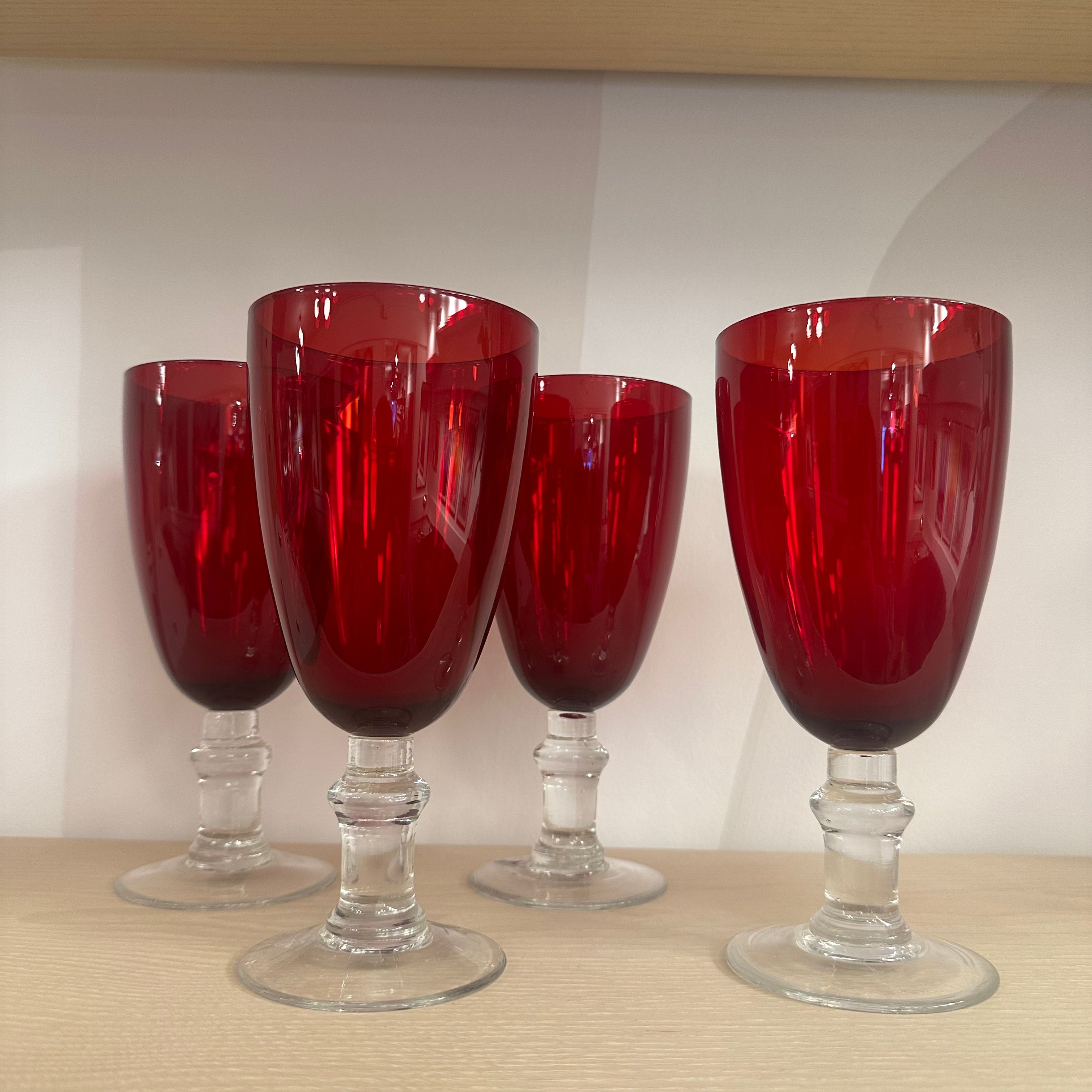 Premium Ruby Red Wine Goblets Set of 4 - Elegant Stemmed Glassware for Red Wine, Dinner Parties & Romantic Evenings | Perfect for Valentine's Day, Anniversaries & Special Occasions