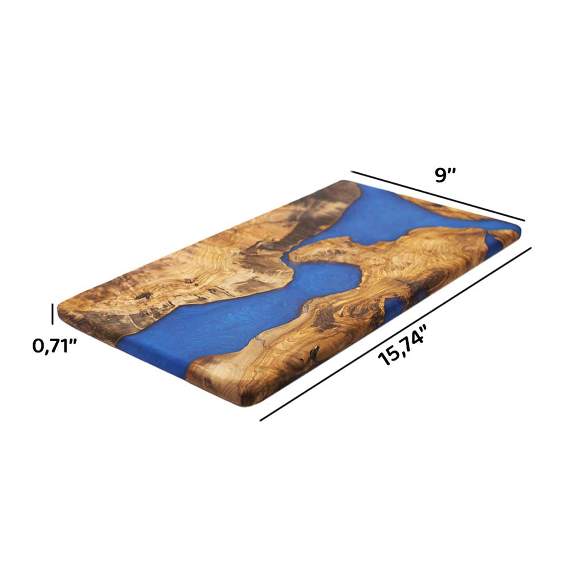 Handmade Epoxy Resin Cutting Board & Charcuterie Serving Tray - Olive Wood Cheese Board with Blue Resin for Kitchen, Entertaining, Housewarming Gifts - Perfect for Serving Cheese, Fruit, Meat, Appetizers at Parties, Weddings & Dinner Gatherings