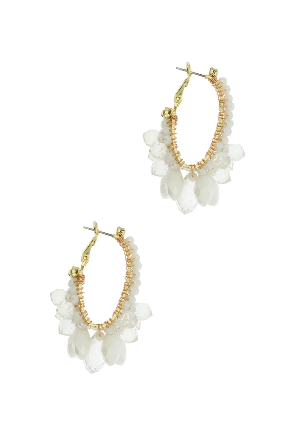 Sparkling Beaded Crystal Hoop Earrings for Women - Elegant Rhinestone Dangle Earrings for Party, Wedding & Evening Wear