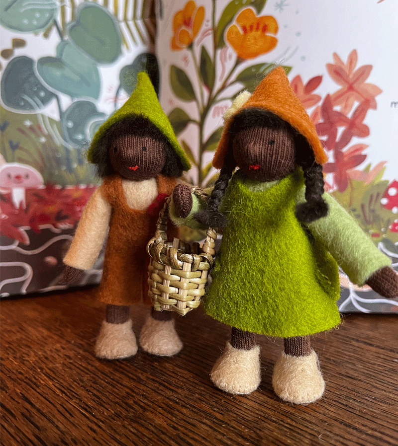 Handmade Waldorf Felt Gnome Doll for Dark Skin Toddlers - Perfect for Imaginative Play, Waldorf Education, and Nursery Decor