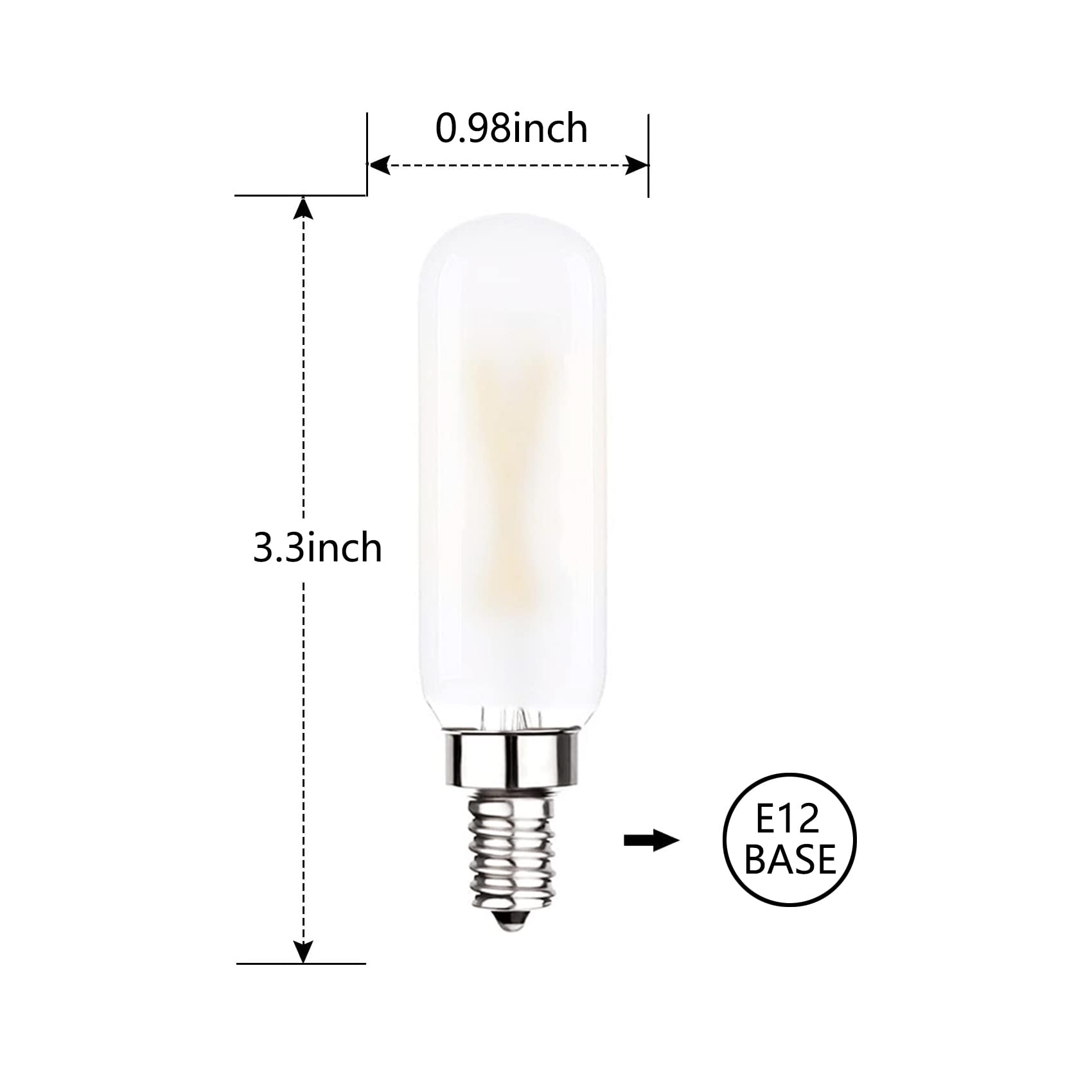 Dimmable T6 LED Bulb 25W Equivalent, E12 Candelabra Base, Soft White 3000K, T25 Mini Tubular Frosted Glass Filament - 12 Pack for Chandeliers, Ceiling Fans, and Vintage Lighting Fixtures