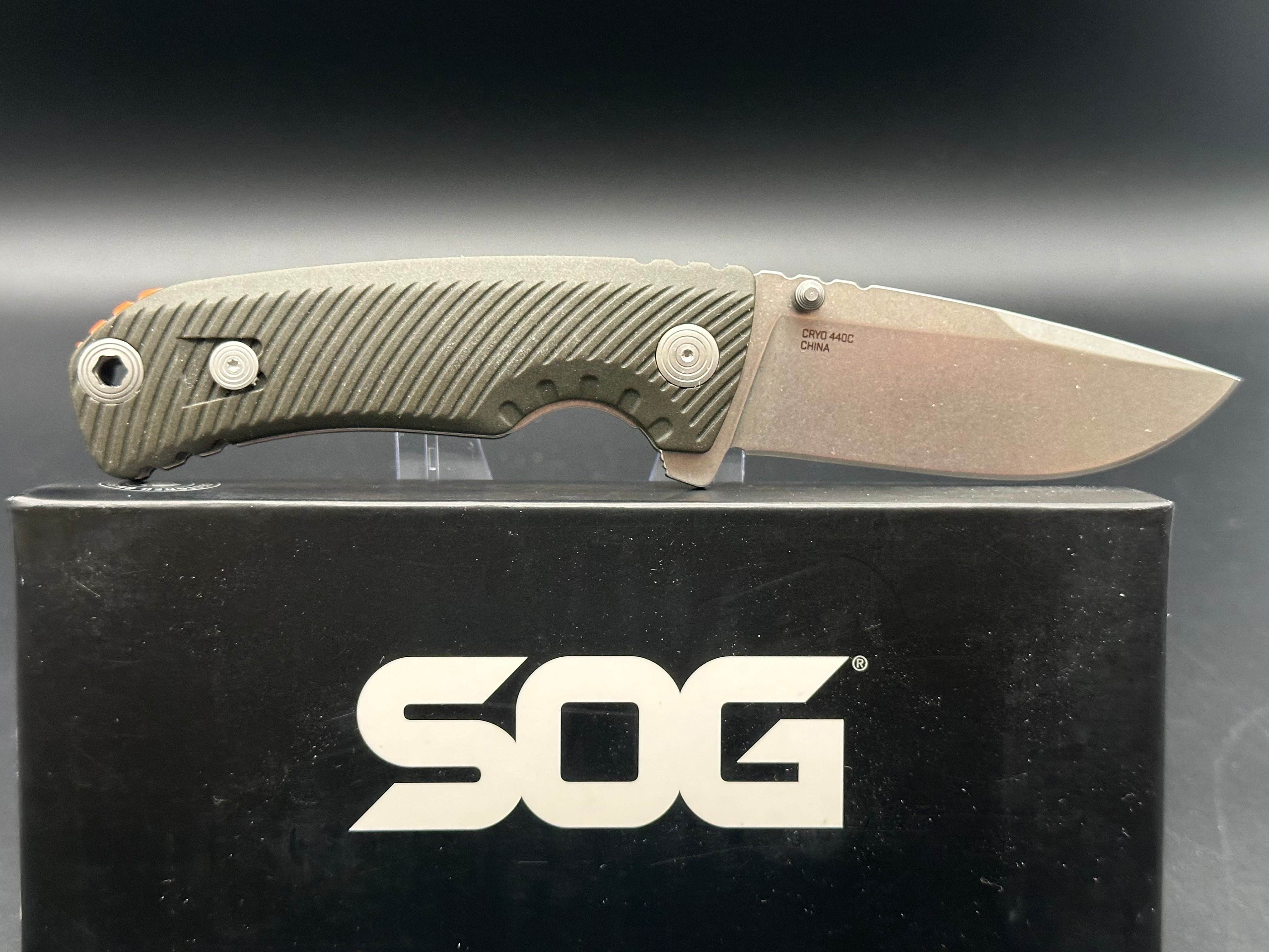 SOG Tellus ATK Assisted Opening Frame Lock Folding Knife - OD Green Tactical EDC Pocket Knife for Outdoor Camping, Hiking & Survival