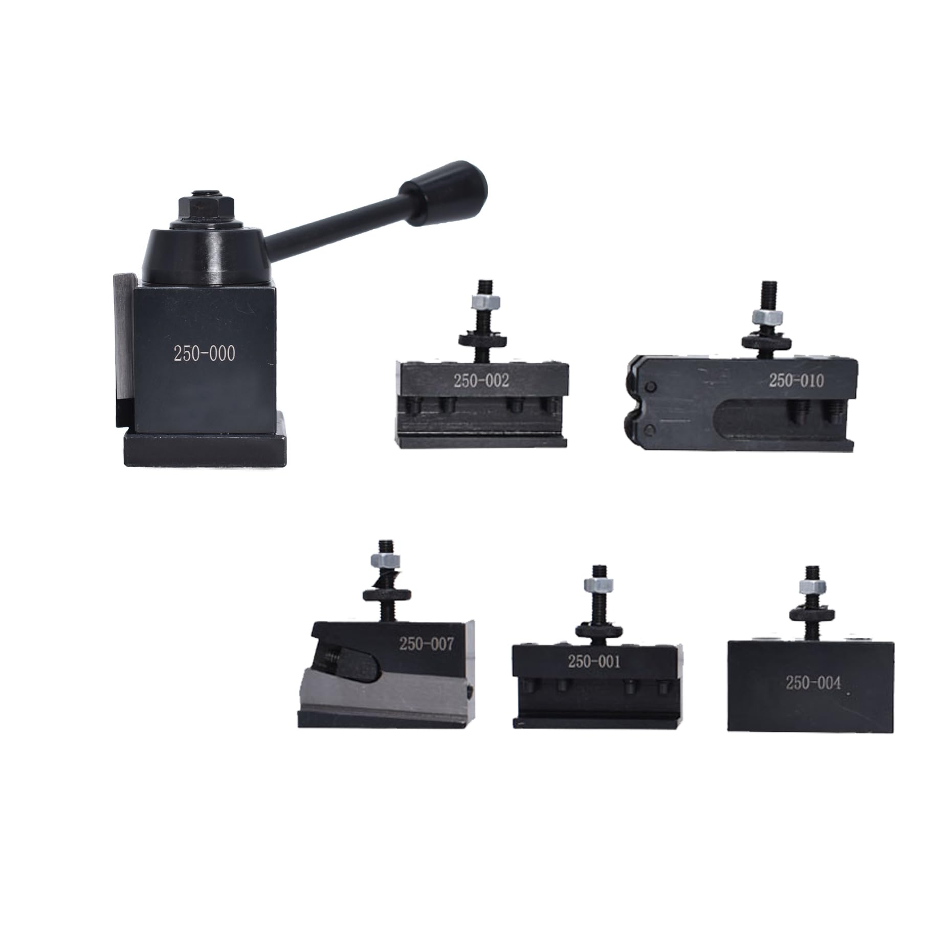6Pcs OXA Quick Change Tool Post Set with 250-000 Wedge Type - 8 Inch Swing for Lathe Turning, Metalworking, and DIY Projects
