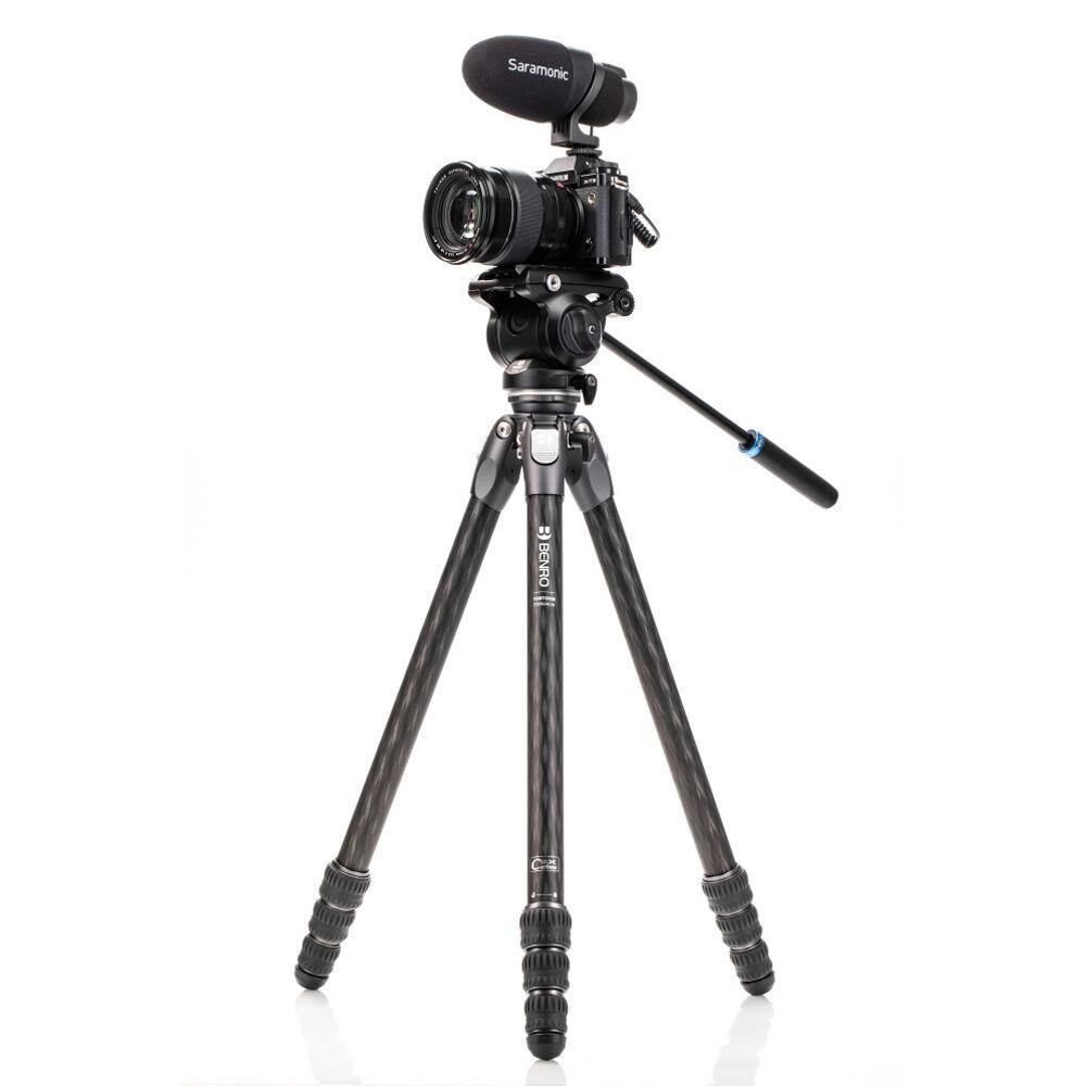 Benro Tortoise Carbon Fiber 2 Series Tripod with S4Pro Video Head - Lightweight Professional Tripod System for Photography & Videography - Perfect for Travel, Studio & Outdoor Shooting