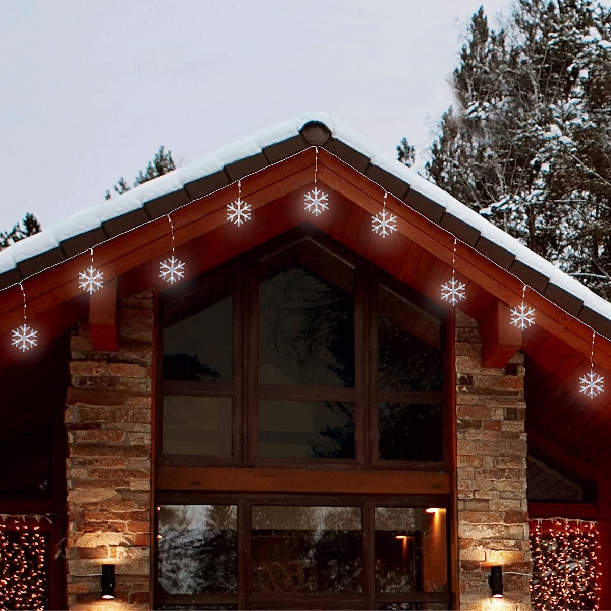 16 Pack Snowflake Christmas Lights - Indoor/Outdoor Decorative String Lights for Holiday, Winter, Party & Home Decor - Warm White LED Fairy Lights for Tree, Window, Yard & Festive Lighting