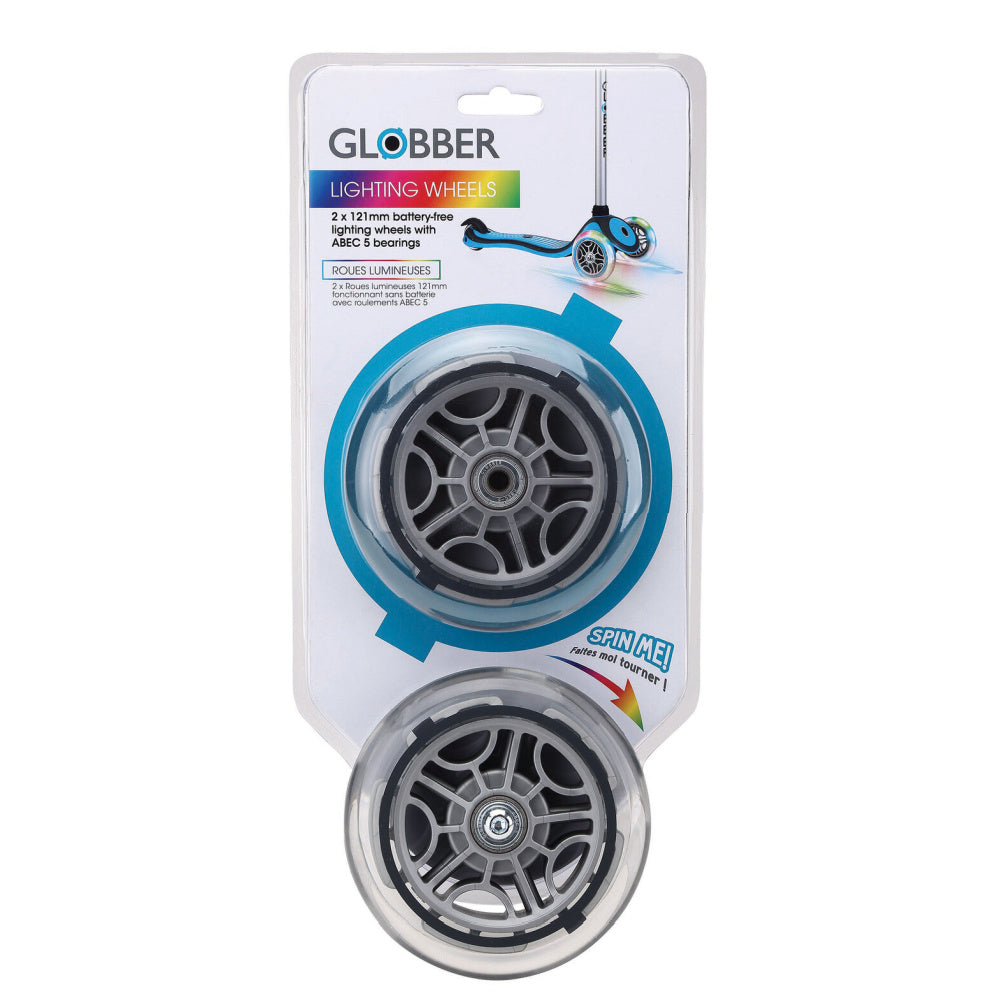 Globber 121mm Light Up Scooter Wheels - 2 Pack LED Wheels for Kids & Adults - Perfect for Night Riding, Outdoor Fun & Commuting