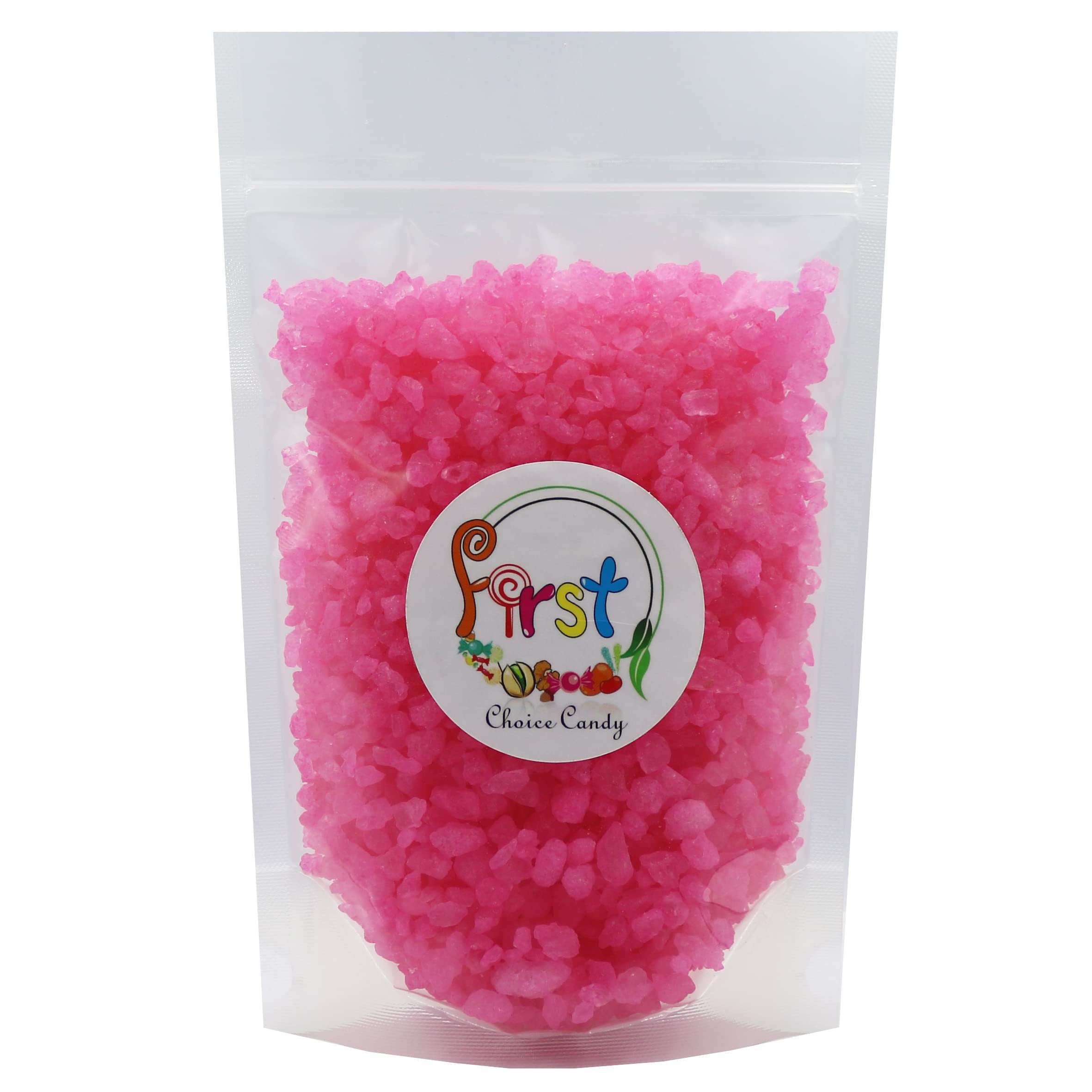 First Choice Candy Rock Candy Crystals - 2 Pound Bulk Bag (Pink Cherry Flavor) - Perfect for Baking, Party Favors, and DIY Dessert Decorations