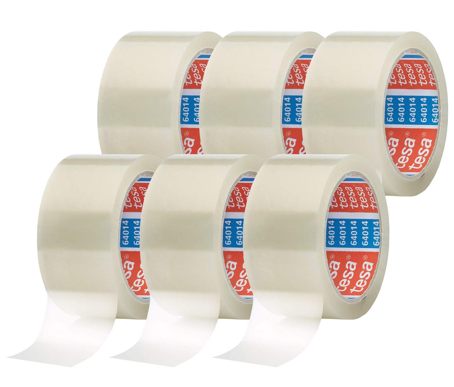 6 Rolls Tesa Packing Tape, 66m x 50mm Clear Adhesive Parcel Tape - Perfect for Shipping Boxes, Moving & Storage Sealing