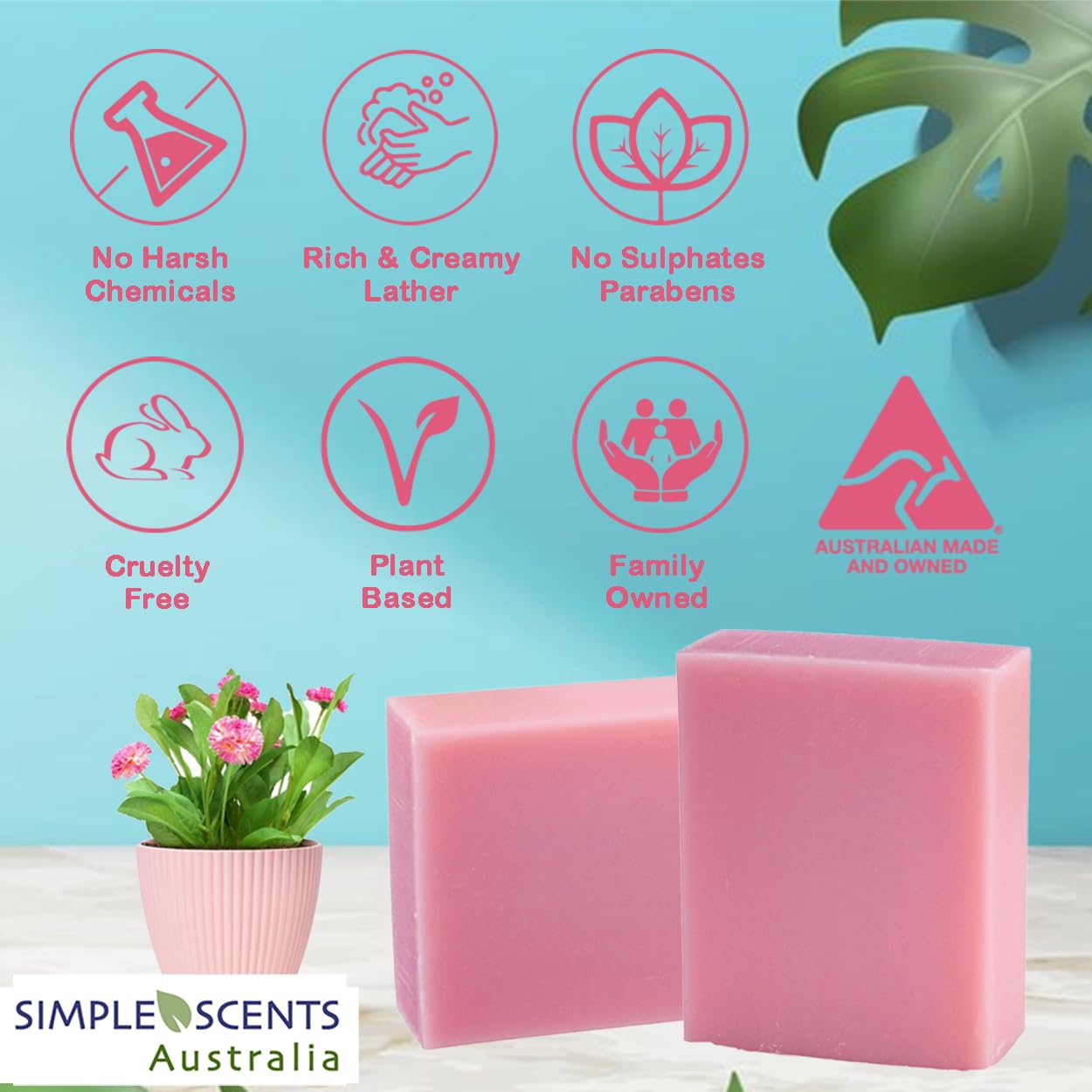Rose Scented Natural Soap Bars (12 Pack) - Moisturizing Shea Butter Soap for Bath & Body Care