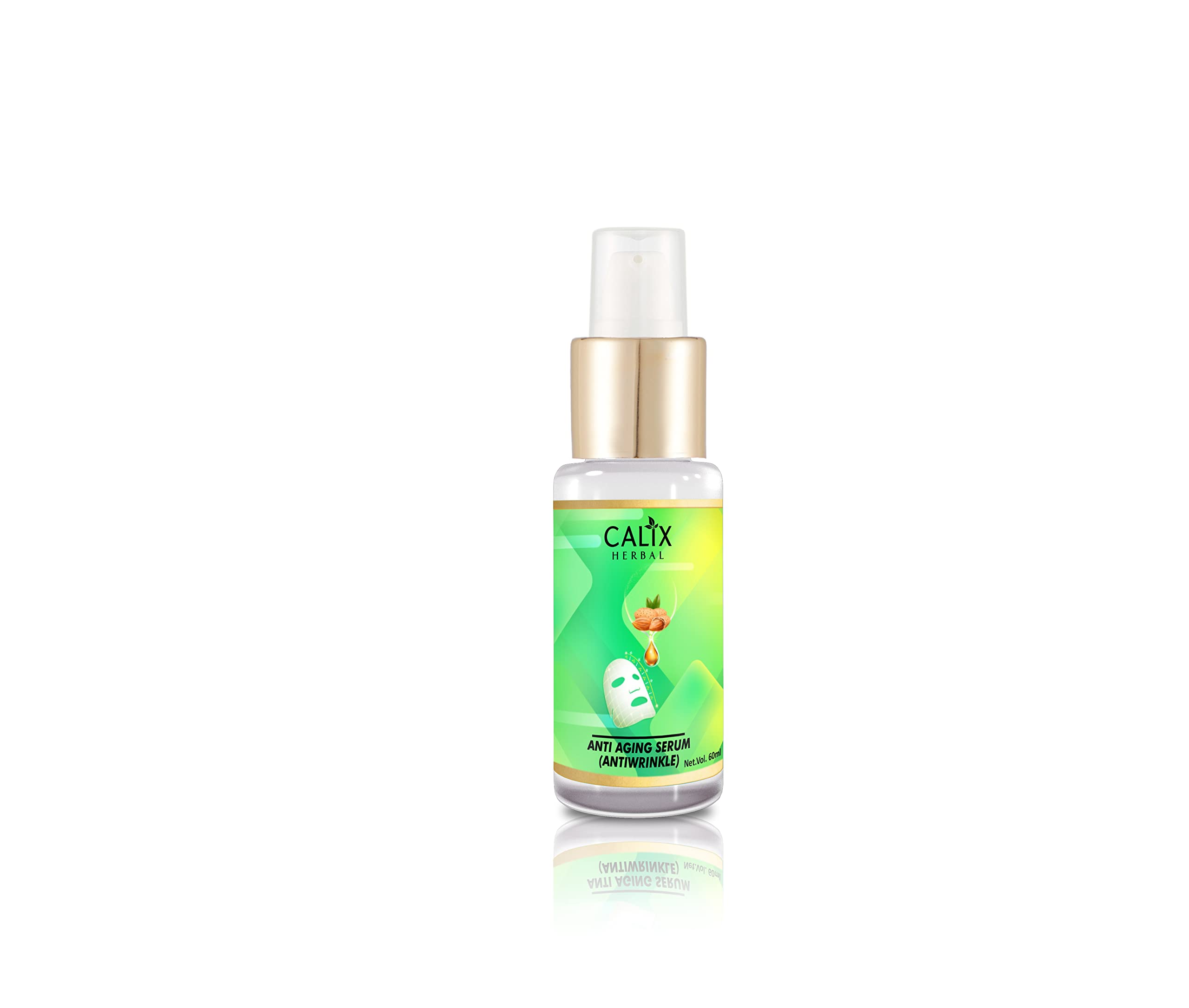 Calix Herbal Organic Ayurvedic Anti-Aging Face Serum for Men & Women – Reduce Wrinkles, Tighten Skin & Brighten Complexion | All Skin Types | 60ml | Perfect for Daily Skincare Routine & Nighttime Anti-Wrinkle Treatment