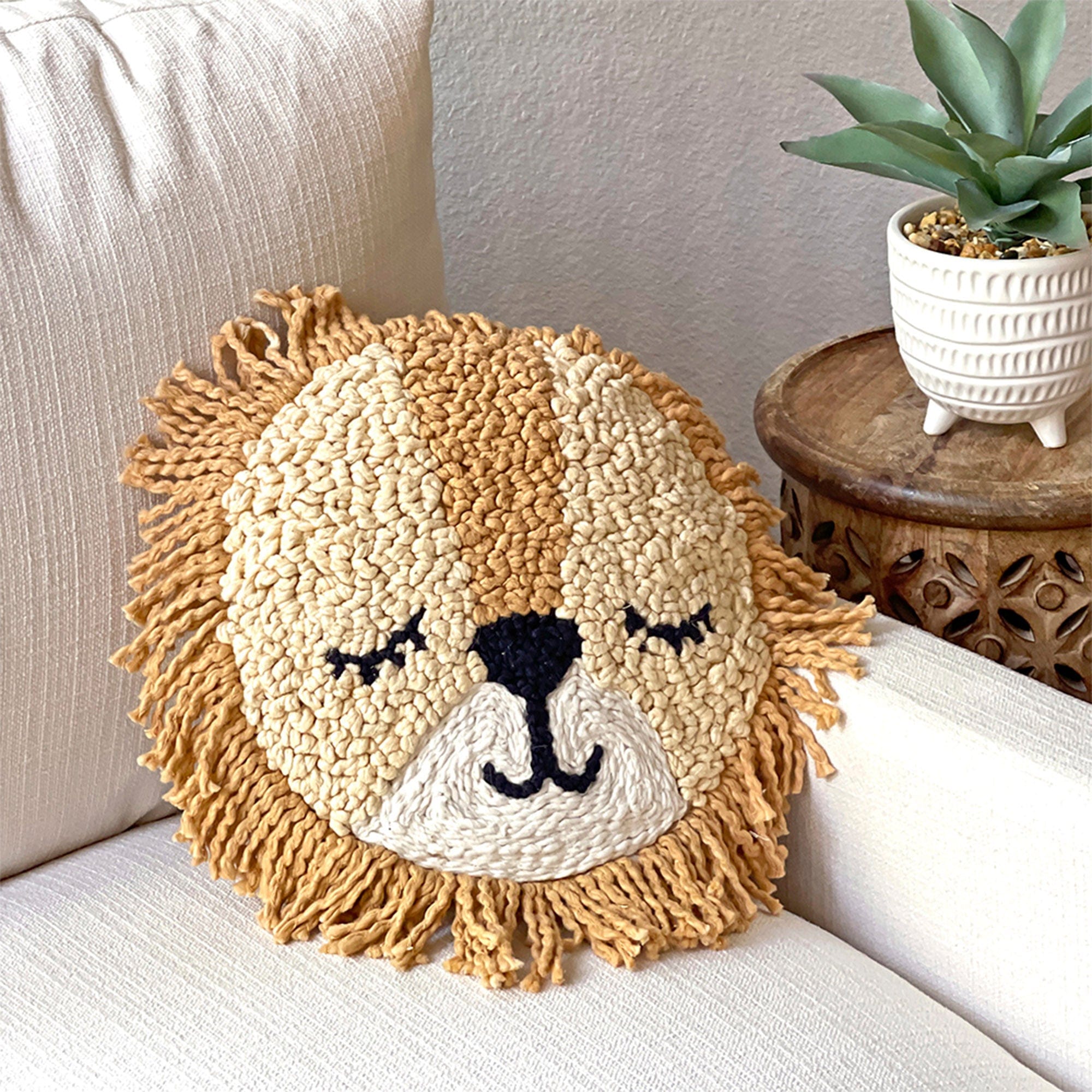 Soft Crane Baby Lion Pillow Cover with Filling & Storage Bag - Cute Nursery Decor for Boys & Girls, Perfect for Baby Showers & Kids Bedroom