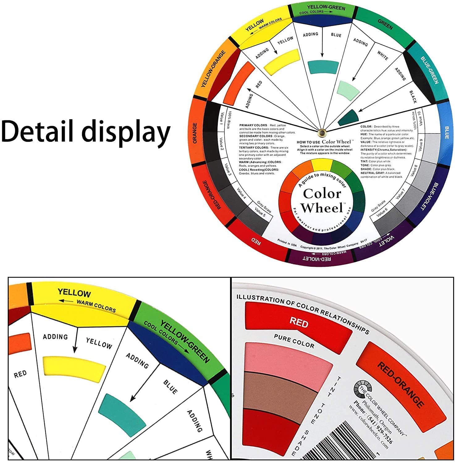 AmigozZ Color Mixing Guide Card - Essential Color Wheel & Relationships Chart for Students, Artists & Designers - Perfect for Painting, Drawing & Graphic Design (1pc)